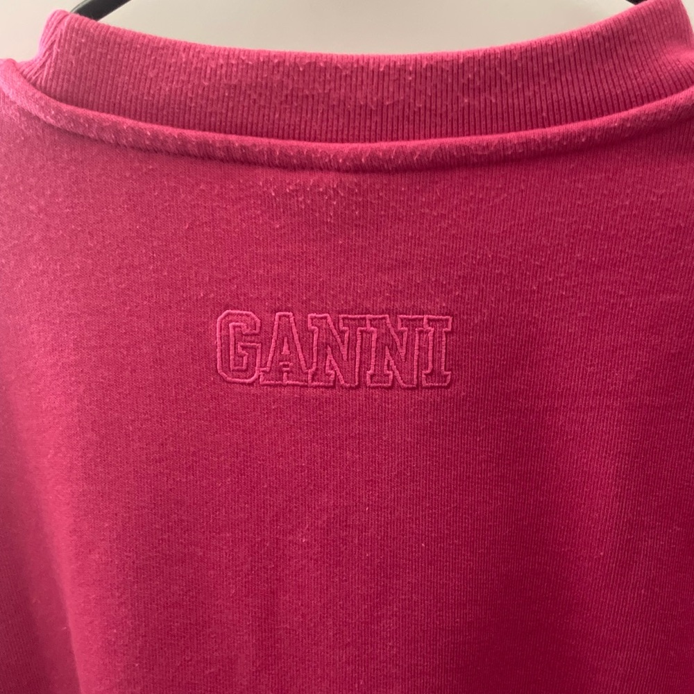 Ganni Pink Crew Neck Sweatshirt - Picture 3 of 5